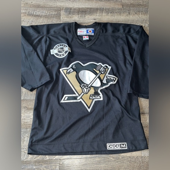 CCM Pittsburgh Penguins Center Ice Black Sewn Practice Jersey‎ Men's Sz M RARE - Picture 1 of 6